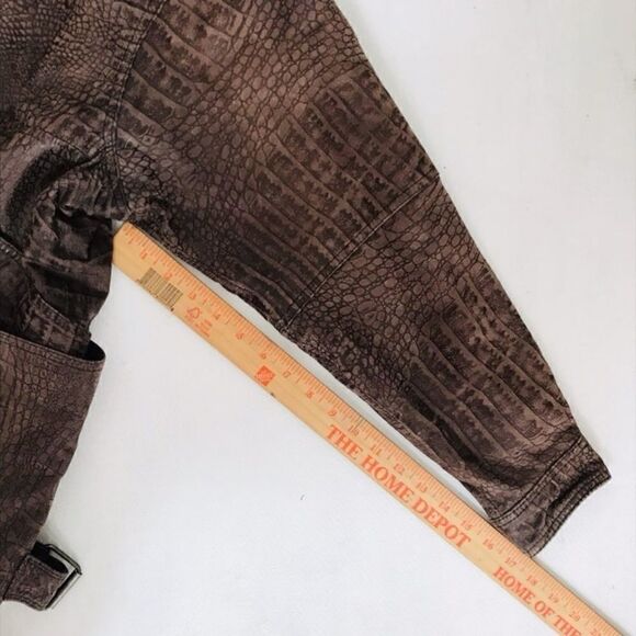 M JULIAN Leather Jacket L Large Womens Croc Print - Picture 5 of 8